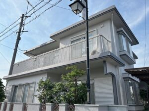 結城市　K様邸　外壁塗装/オイスターグレー×鼠色、屋根（屋上）塗装